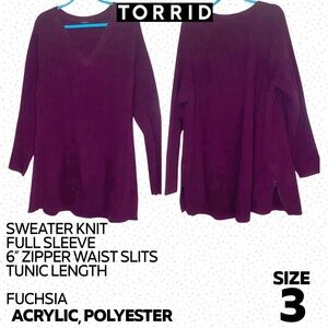 torrid sweater knit tunic top with zipper details